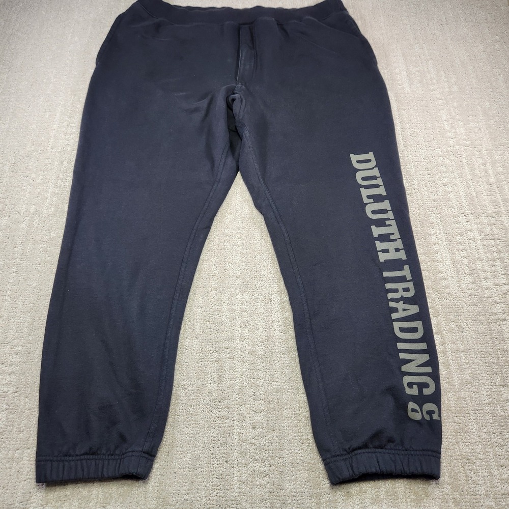Duluth Trading Pants Men XL Fleece Logo Sweatpants Midweight Relaxed Fit Black